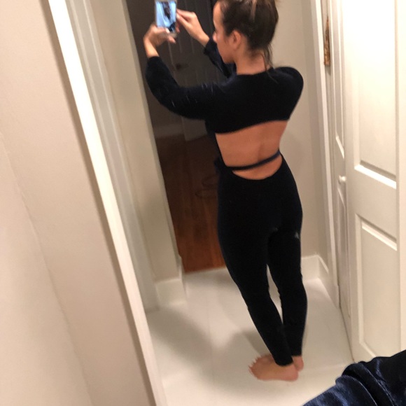 Dark Blue Velvet Bodysuit - Picture 3 of 5